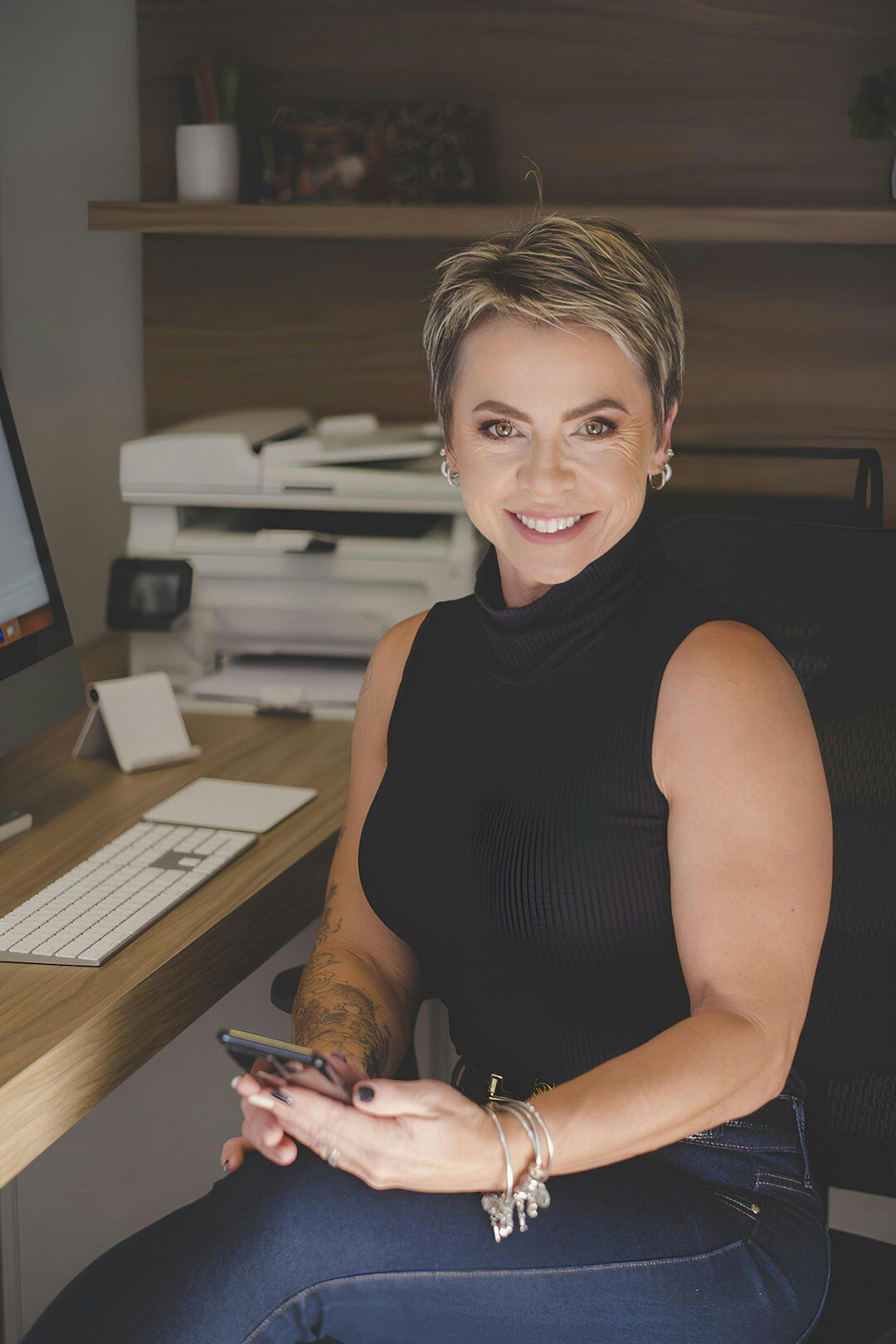 Businesswoman smiling in a modern office